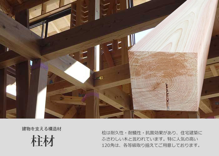 120角の桧の柱材